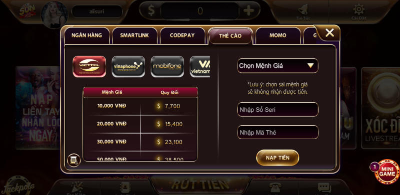 Top88 – Cổng game với nhiều sự hấp dẫn và uy tín nhất hiện nay 4 Hướng dẫn nạp tiền Top88 bằng cách sử dụng thẻ ngân hàng